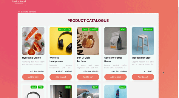 responsive product grid demonstration
